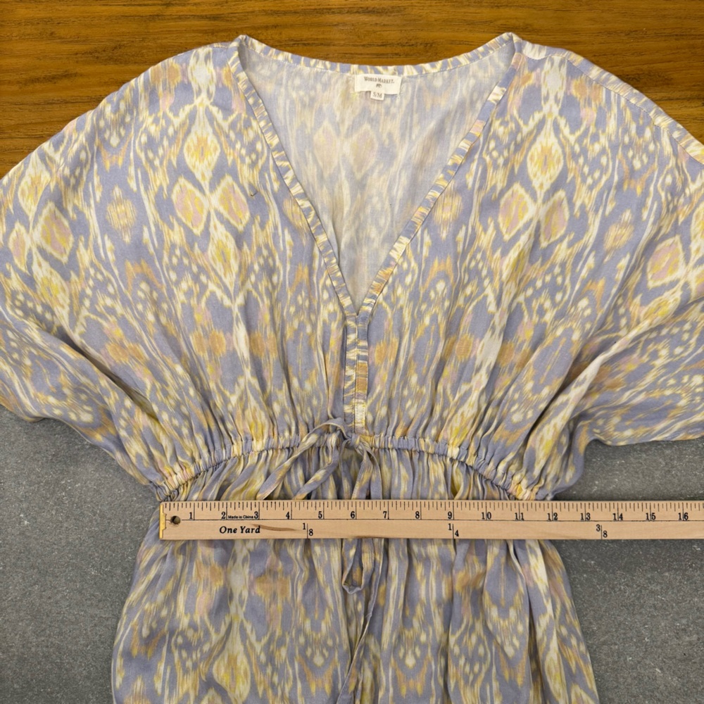 Cost Plus World Market Mira Ikat Kaftan Dress Blue White S / M - Picture 6 of 10